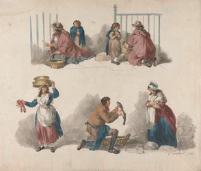 Set of Five: Five Studies of Peddlers