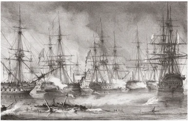 The Naval Battle of Navarino on 20 October 1827