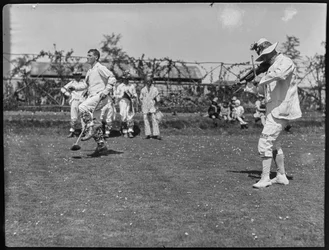 Members of the Bampton Morris troupe performing a dance