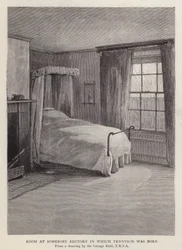 Room at Somersby Rectory, Lincolnshire, in which English poet Alfred, Lord Tennyson was born in 1809