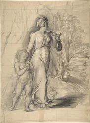Hagar and Ishmael in the Wilderness (recto); Two portrait studies of the artist