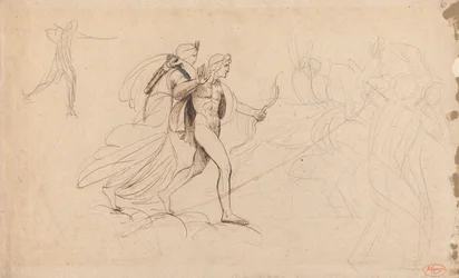 Apollo, Diana, and Horseman for The Death of Niobe