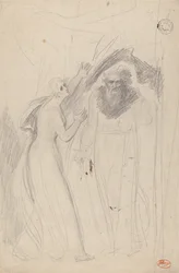 Lady Standing by a Pillar