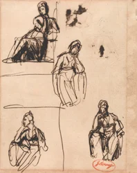 Seated and Half-Kneeling Woman