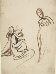 Seated Woman with Two Children and Standing Woman
