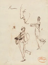 Study of Two Figures and a Face