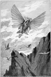 Winged Vehicle Above the Mountain