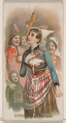Shrove-Tide, Denmark, from the Holidays series N80 for Duke brand cigarettes, 1890