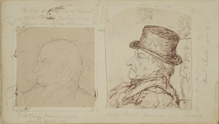 Studies of rabbits with superimposed portraits of William Blake and Henry Fuseli