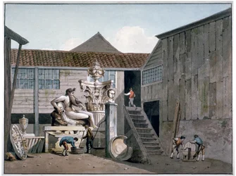 Coade Stone Factory Yard on Narrow Wall Street, Lambeth, London, c. 1800