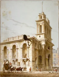 North-west view of the Church of St Mary Woolnoth, City of London, 1812
