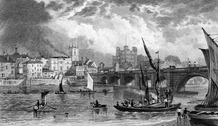 Rochester Bridge, engraved by H. Adlard