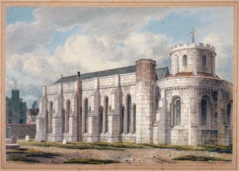 View of Temple Church from Across the Graveyard, City of London