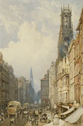 Fleet Street Looking up to Temple Bar with Old St. Dunstans, and St. Clement Danes, 1834