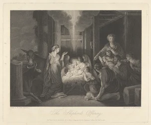 West Window of the Chapel, New College Oxford: The Shepherd Offering, Nativity Scene