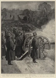 Royal Horse Artillery firing Minute-Guns in the Long Walk in the Great Park, Windsor