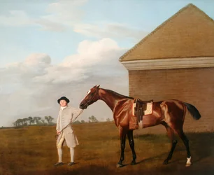Firetail with His Trainer by the Rubbing-Down House on Newmarket Heath