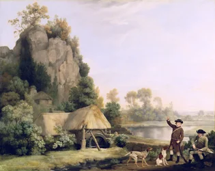 Two Gentlemen Going a Shooting, with a View of Creswell Crags, Taken on the Spot