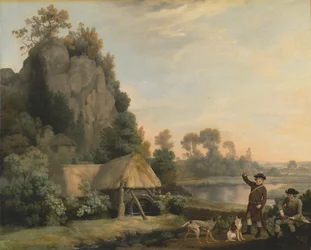 Two Gentlemen Going a Shooting, with a View of Creswell Crags, Taken on the Spot