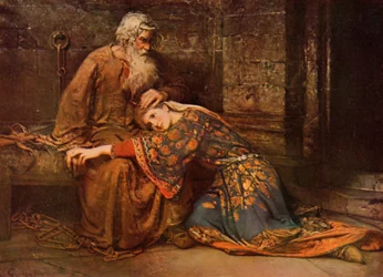 Shakespeare: Cordelia comforting King Lear in Prison, King Lear, Act V, Scene 3