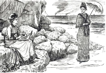 Cartoon depicting women wearing pince-nez glasses
