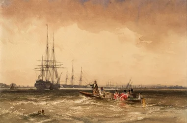 On the Medway (Marines Going out to the Indiaman, Northfleet)