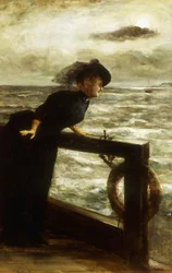 Lady in Black by the Sea