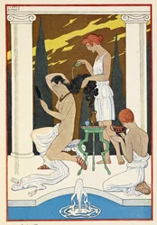 Ancient Rome. A Personage Having Her Hair Washed by Servants.