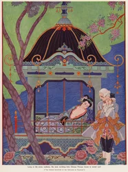 Chinese princess reclining in a pavilion