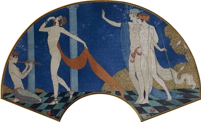 Dancing figures on a terrace