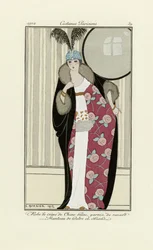 Design for Dress Made from Crepe de Chine and Fur Coat, from Costumes Parisien