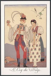 Falbalas et Fanfreluches, Almanac for 1922, Le coq du village, by George Barbier, print