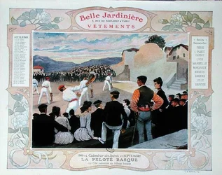 Basque pelota, illustration for September from a calendar for the clothes shop 