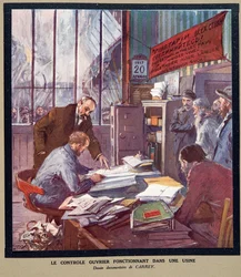 Worker Control Operating in a Soviet Factory at the Time of the Revolution in 1917, from Histoire des Soviets, pub. 1922