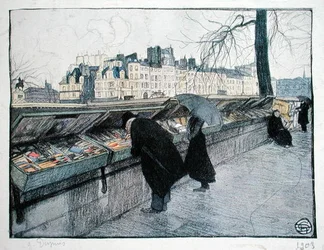Bouquinistes along the Left Bank of the Seine near the Pont-Neuf, Paris