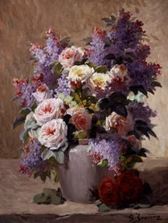 Still Life with Roses and Lilacs