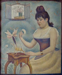 Young Woman Powdering Herself