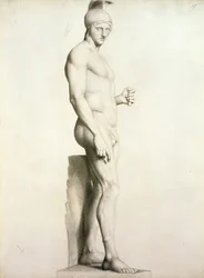 Profile of a Sculpture of a Warrior with a Helmet