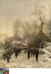 Village with Children in the Snow