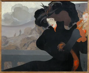 Woman with black hat