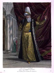 The Grand Vizir, in ceremonial robes and turban