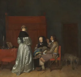 Three Figures conversing in an Interior The Paternal Admonition