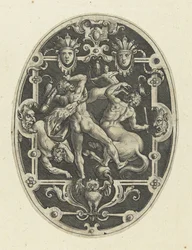 Hercules Fighting the Centaurs (series title: Oval Decorations with the Deeds of Hercules in Grotesques)