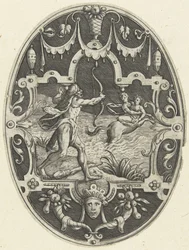 Flat Decoration: Hercules Shooting the Centaur Nessus Who Tries to Abduct Deianira