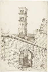 Temple of Mars Ultor and the Pantani Arch in the Forum of Augustus and the Tower of San Basilio