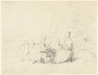 Gentleman Kneeling Before a Lady