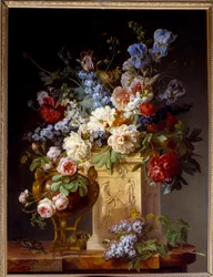 Basket and flower vase. Painting by Gerard De Spaendonck (1746-1822)
