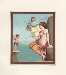 Mural of Venus and Cupid Fishing with Rods