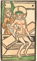 Christ Sitting on His Tomb with One Angel