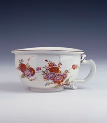 A Bottger bourdaloue of irregular oval form painted in the manner of Johann Ehrenfried Stadler, c.1725